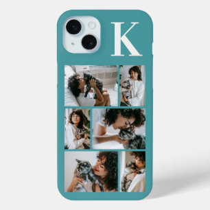 Modern 6 Pet Photo Teal iPhone 15 Mini Case