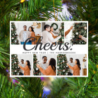 Modern 6 Photo Collage Cheers Happy New Year 