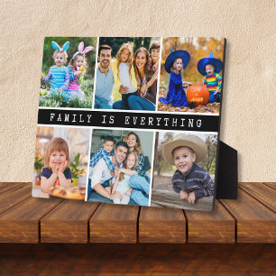 Modern 6 Photo Collage Family Is Everything Quote  Plaque