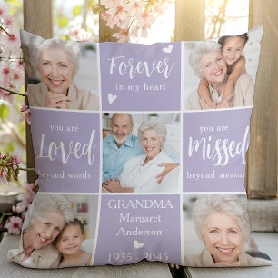 Modern 6 Photo Collage Family Memorial Poem Cushion