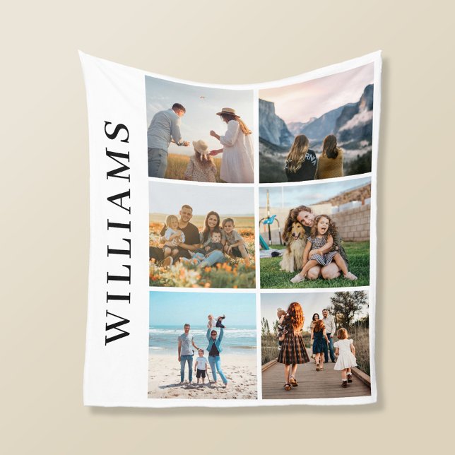 Modern 6 Photo Collage Fleece Blanket (Creator Uploaded)