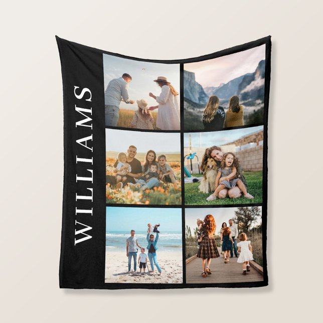 Modern 6 Photo Collage Fleece Blanket (Creator Uploaded)