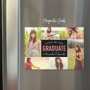 Modern 6 Photo Collage Graduation Announcements