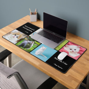 Modern 6 Photo Collage Personalised Monogram Desk Mat