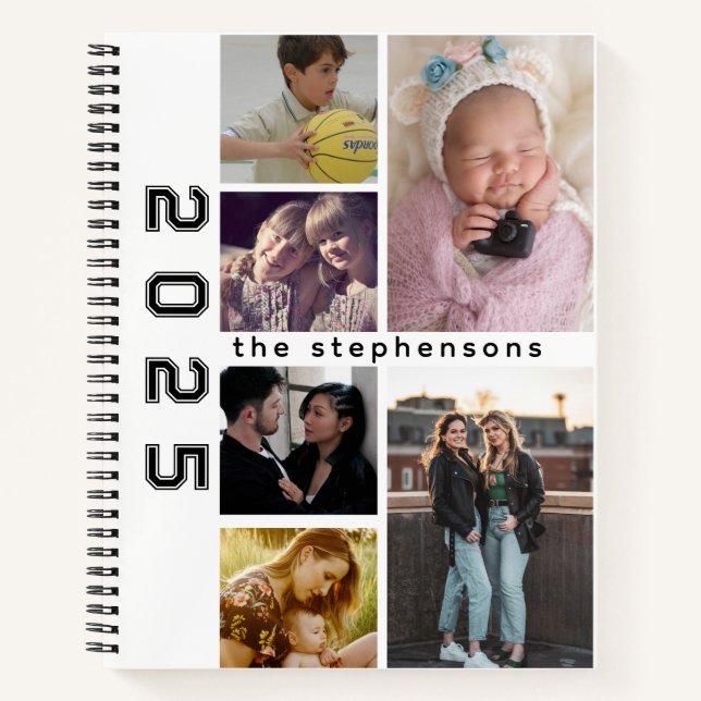 Modern 6 Photo Collage Personalised Notebook (Front)