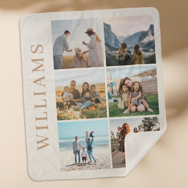 Modern 6 Photo Collage Sherpa Blanket (Creator Uploaded)
