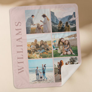Modern 6 Photo Collage Sherpa Blanket