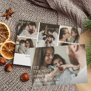 Modern 6 Photo Collage Wonderful Season Christmas Holiday Card