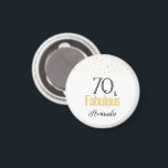 Modern 70 and Fabulous 70th Birthday  Magnet<br><div class="desc">Modern 70 and Fabulous 70th Birthday magnet. 70 and fabulous text in trendy typography on white background. Personalise it with your name and your age,  and make an elegant birthday party decor for a woman`s birthday party.</div>