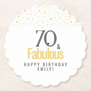 Modern 70 and Fabulous Birthday  Paper Coaster