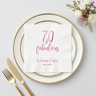 Modern 70 and Fabulous Name Date 70th Birthday Napkin
