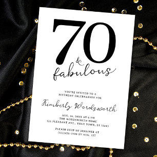 Modern 70 and Fabulous Script Seventieth Birthday Invitation