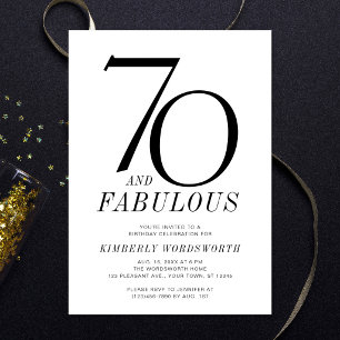 Modern 70 and Fabulous Seventieth Birthday Party Invitation
