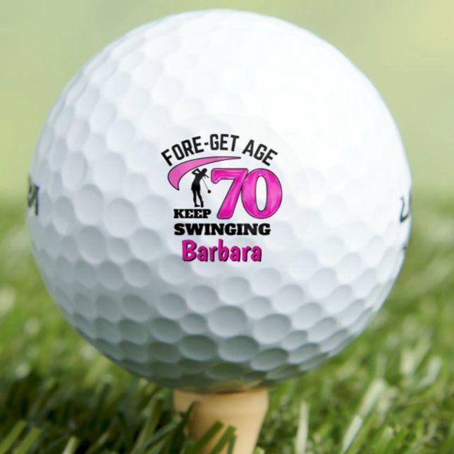Modern 70th birthday golf balls 70 pink initials (Creator Uploaded)