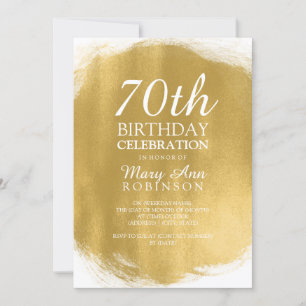 Modern 70th Birthday Party Gold Paint Look Invitation