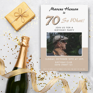 Modern 70th Birthday Party Photo Invitation