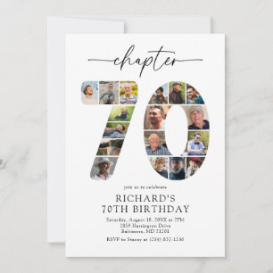 Modern 70th Chapter Photo Birthday Invitation