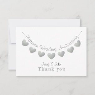 Modern 70th platinum wedding anniversary bunting thank you card