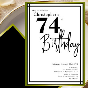 Modern 74th Birthday Invitation Elegant Black Gold