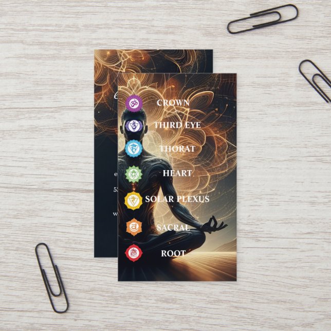 Modern 7 Chakras Symbol  Business Card (Front/Back In Situ)