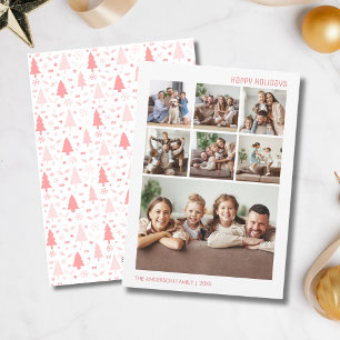 Modern 7 Family Photo Collage Christmas Holiday Card
