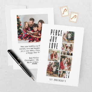 Modern 7 Photo Collage Christmas Holiday Card