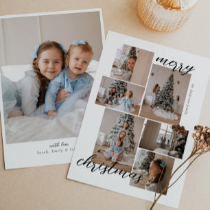 Modern 7 Photo Collage Christmas Holiday Card