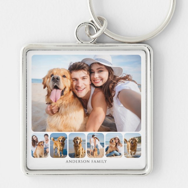 Modern 7 Photo Collage  Key Ring (Front)