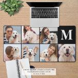 Modern 7 Photo Collage Monogram Custom Colour Desk Mat<br><div class="desc">Create your own personalised photo custom colour desk mat utilising this easy-to-upload photo collage template featuring 7 square pictures of your favourites of family, friends, pets, kids or grandkids and personalised with a monogram in your choice of font styles and colour and background colour (shown in white text on black)....</div>