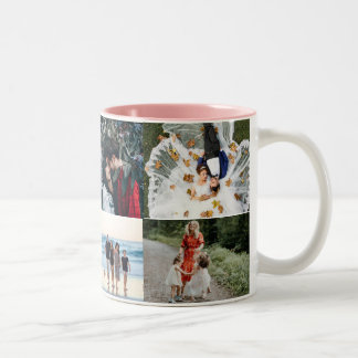 Modern 7 Photo Collage Template Two-Tone Coffee Mug