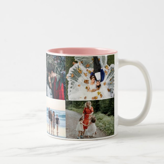 Modern 7 Photo Collage Template Two-Tone Coffee Mug (Right)