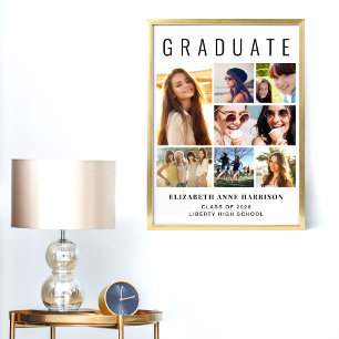 Modern 7 Photo Graduation Party Welcome Poster