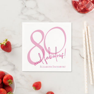 Modern 80 and Fabulous Bold 80th Birthday Party Napkin