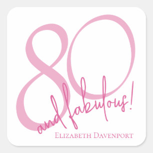 Modern 80 and Fabulous Bold 80th Birthday Party Square Sticker