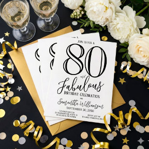 Modern 80 and Fabulous Bold Eightieth Birthday Invitation