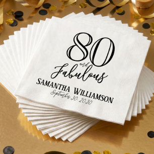 Modern 80 and Fabulous Bold Name Date Birthday Napkin
