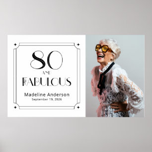 Modern 80 & Fabulous Photo 80th Birthday Party Poster
