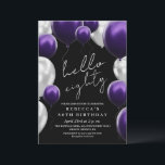 Modern 80th Birthday Black Silver Purple Balloons  Invitation<br><div class="desc">Modern black and purple with silver invitation Template is perfect for stylish birthday party. Elegant-minimalistic themed invite is full of fun and modern design elements,  elegant calligraphy and modern fonts. Birthdays are special days,  and this invite can help it make a memorable for friends.</div>