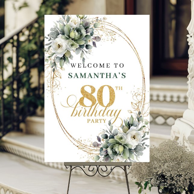 Modern 80th Dusty Green Welcome Poster (Modern 80th Dusty Green Welcome Poster)