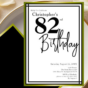 Modern 82nd Birthday Invitation Elegant Black Gold