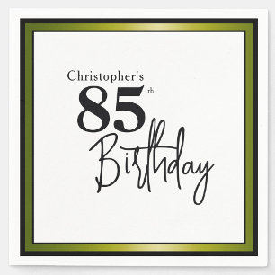 Modern 85th Birthday Napkins Elegant Black Gold