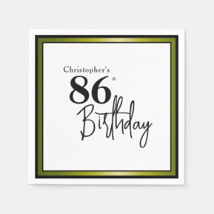 Modern 86th Birthday Napkins Elegant Black Gold
