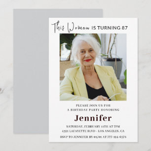 Modern 87th birthday invitations for her Photo