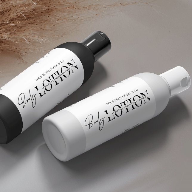 Modern 8 OZ Cosmo Bottle Body Wash Lotion Label (Minimalist body product skincare bottle wrapper labels in black and white)