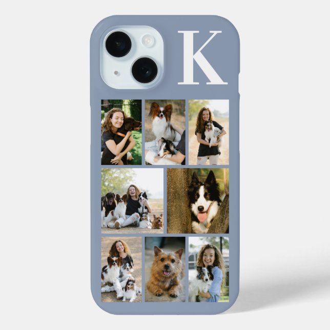Modern 8 Pet Photo Dusty Blue Case-Mate iPhone Case (Back)