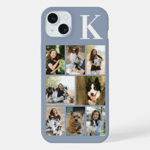 Modern 8 Pet Photo Dusty Blue iPhone 15 Plus Case