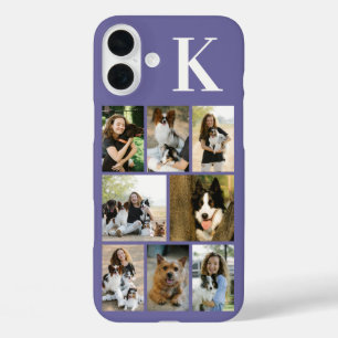 Modern 8 Pet Photo Purple iPhone 16 Plus Case