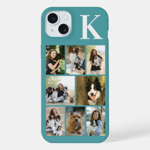 Modern 8 Pet Photo Teal iPhone 15 Plus Case