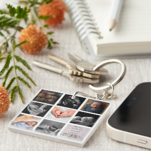 Modern 8 - photo Collage Black Frames Key Ring
