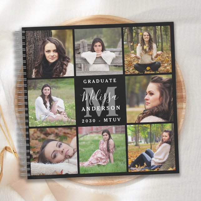 Modern 8 Photo Collage Graduation GuestBook Notebook (Creator Uploaded)